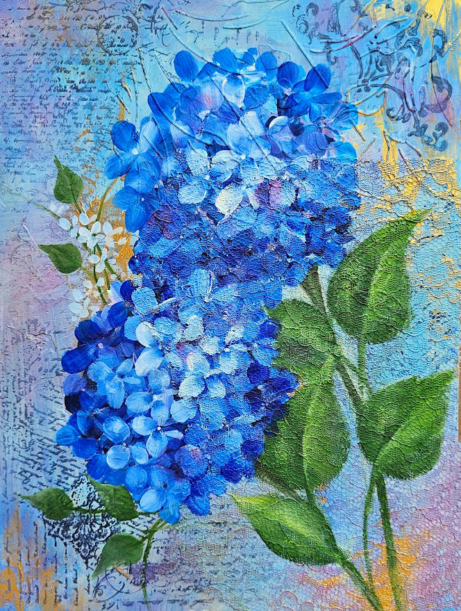 Blue Hydrangea on Canvas Kit