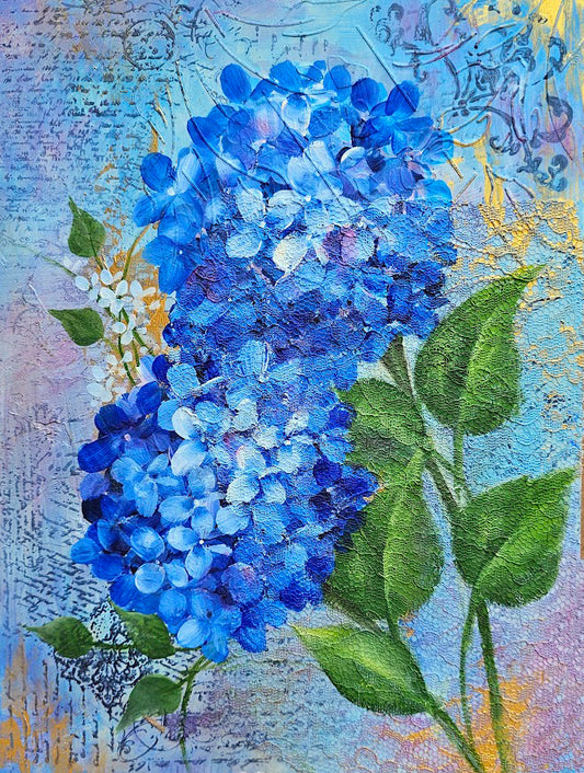 Blue Hydrangea on Canvas Kit