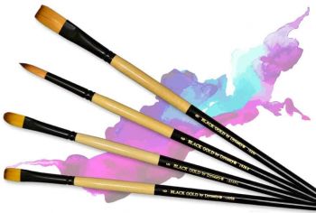 Black Gold Short Handle Artist Brushes